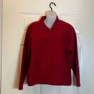 CRYSTAT-KOBE 💯 Wool Classic Red Women's Jacket Sweater Size L